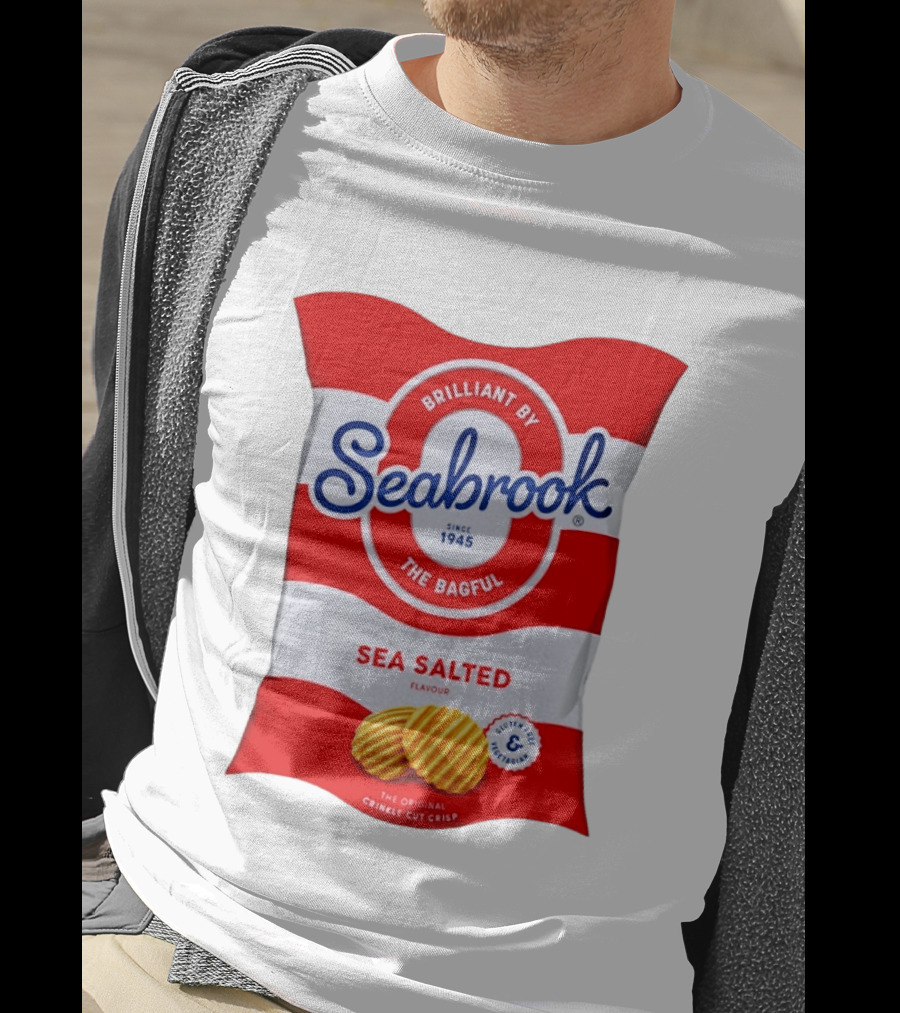 Seabrook Brilliant By The Bagful Sea Salted Flavour Since 1945 Crinkle Cut Crisps Gluten Free Vegetarian T-Shirt