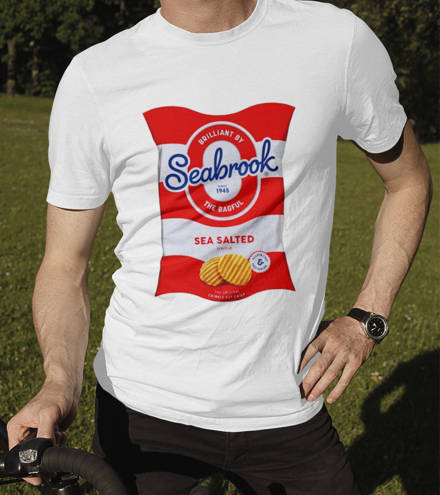 Seabrook Brilliant By The Bagful Sea Salted Flavour Since 1945 Crinkle Cut Crisps Gluten Free Vegetarian T-Shirt