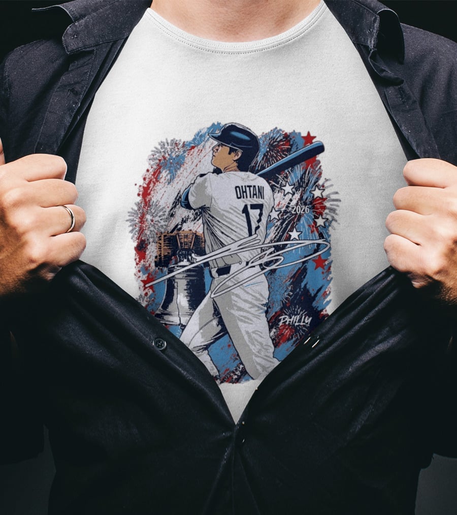 Shohei Ohtani 2026 Philly Liberty Bell Baseball Fireworks T-Shirt