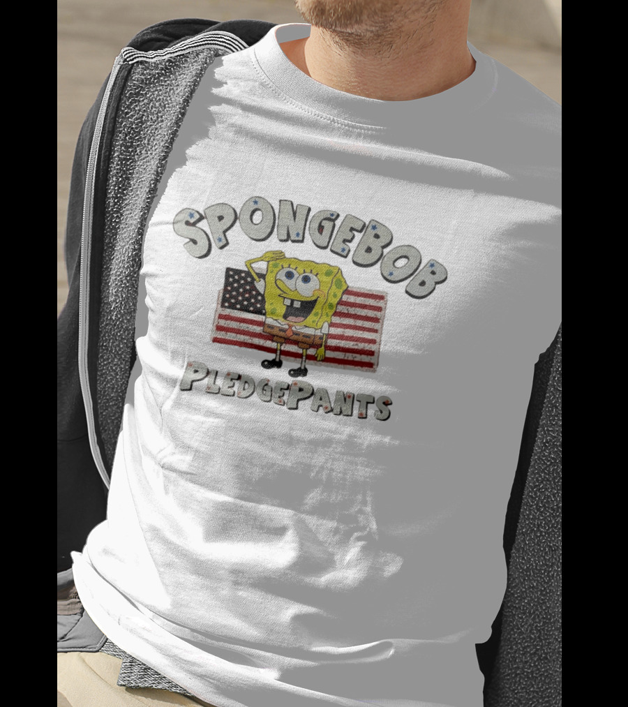 Spongebob Pledgepants American Flag Salute T-Shirt