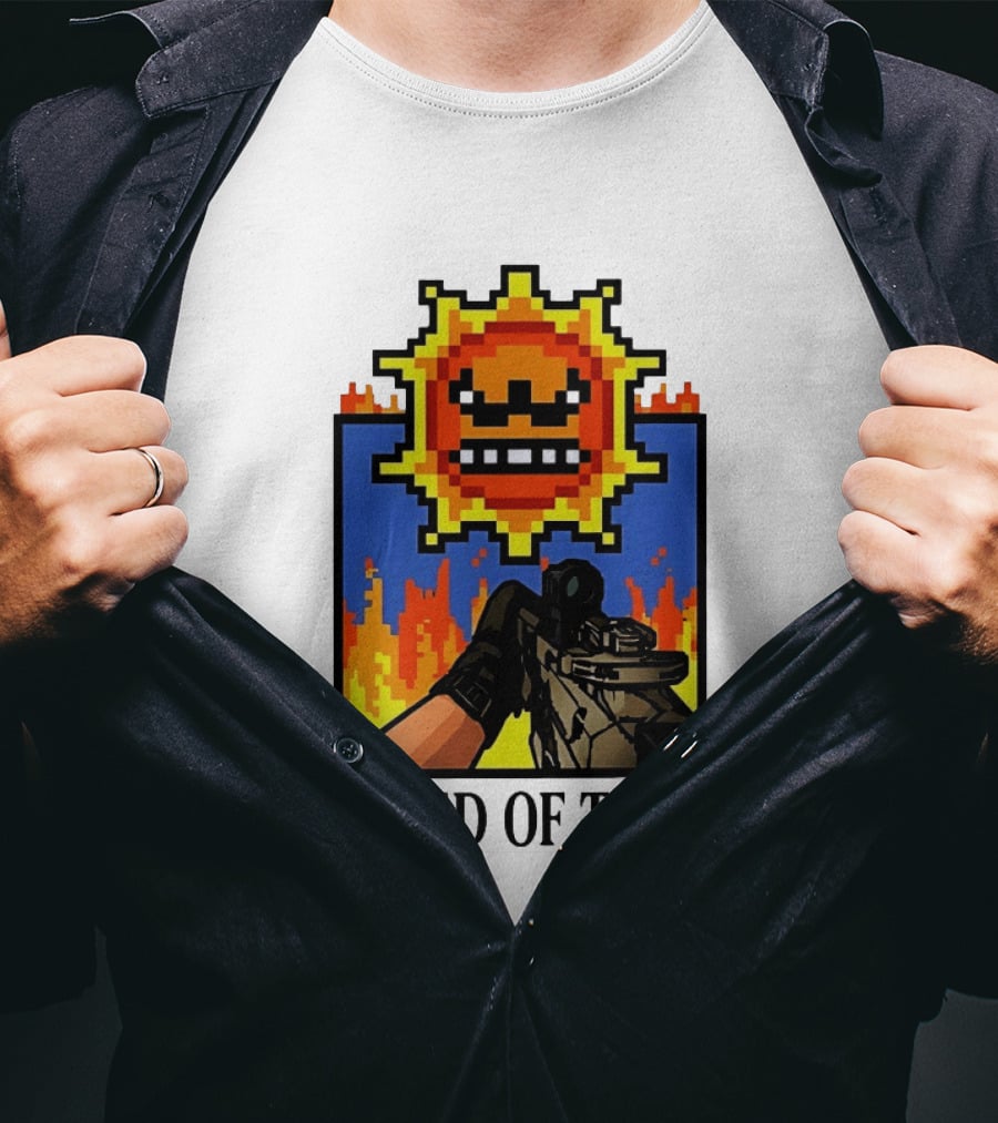 Tired Of This Pixel Sun Fire Gaming Weapon Retro Aesthetic T-Shirt