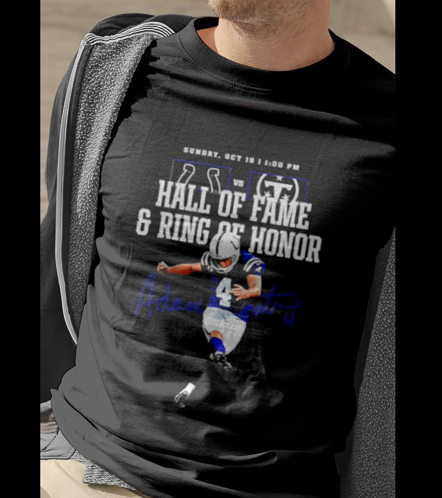 Adam Vinatieri Colts Vs Titans Hall Of Fame Ring Of Honor Sunday Oct 30 1 PM T-Shirt
