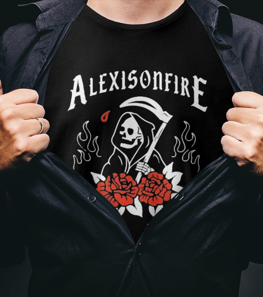 Alexisonfire Grim Reaper 2001 Skull Roses Flames T-Shirt