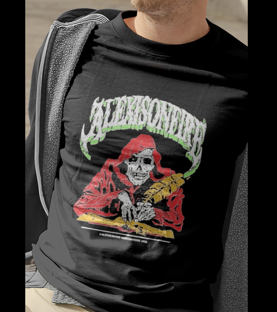 Alexisonfire Skelwrite Grim Reaper Scribe With Quill T-Shirt