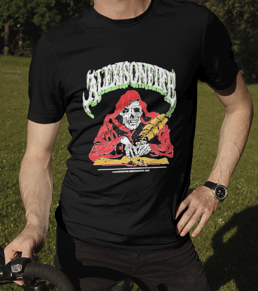Alexisonfire Skelwrite Grim Reaper Scribe With Quill T-Shirt