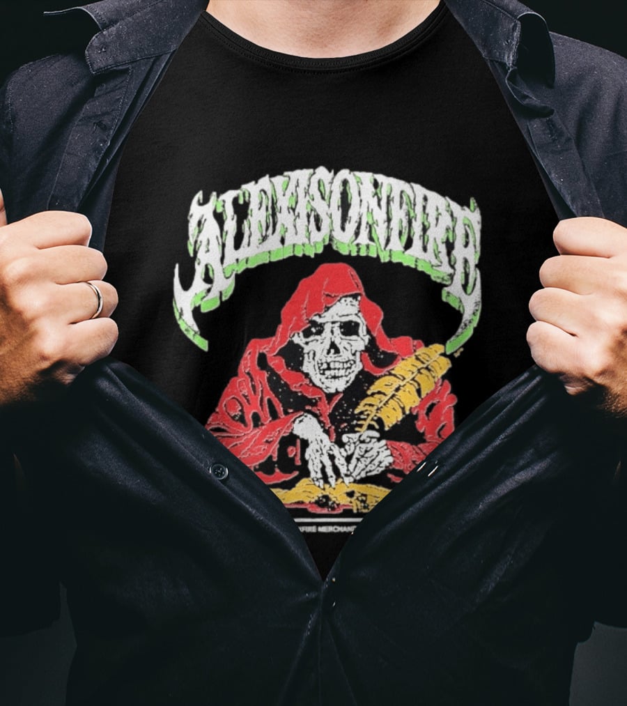 Alexisonfire Skelwrite Grim Reaper Scribe With Quill T-Shirt