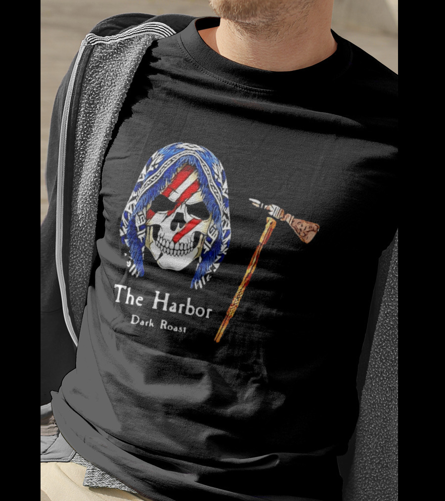 America Skull The Harbor Dark Roast Tomahawk T-Shirt