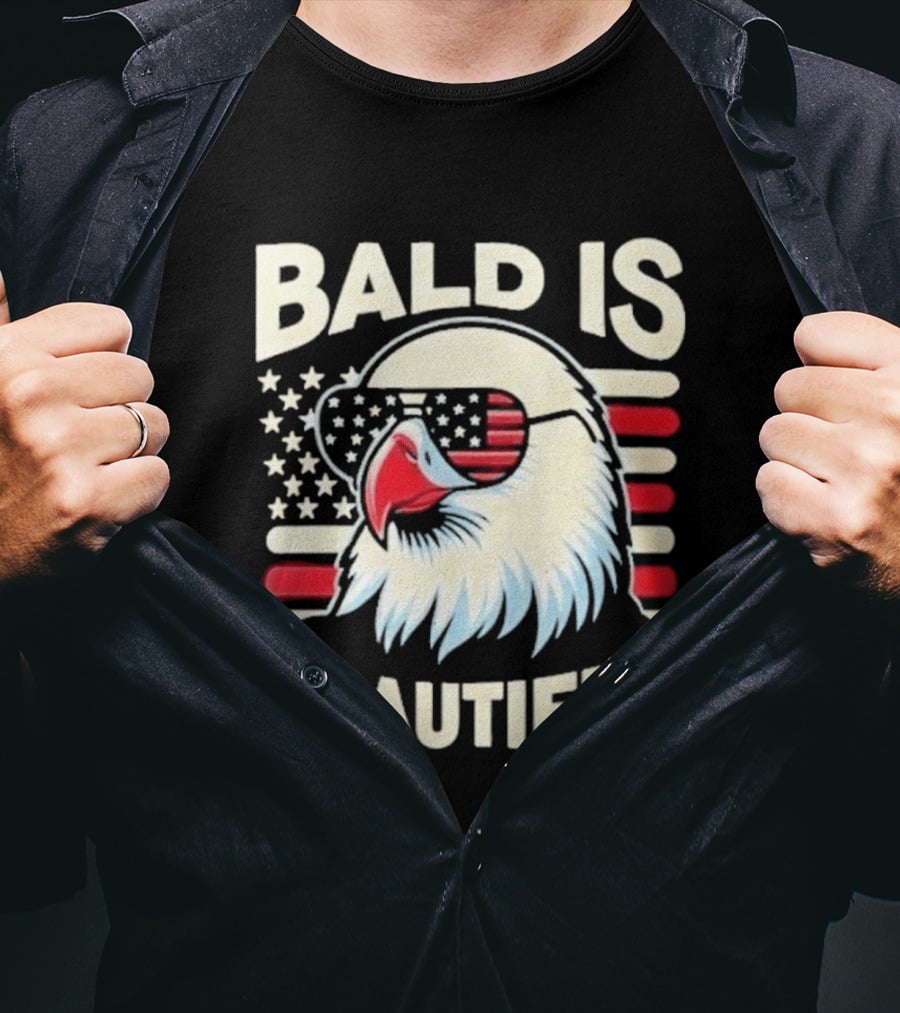 Bald Is Beautiful USA Patriotic Eagle Stars And Stripes T-Shirt