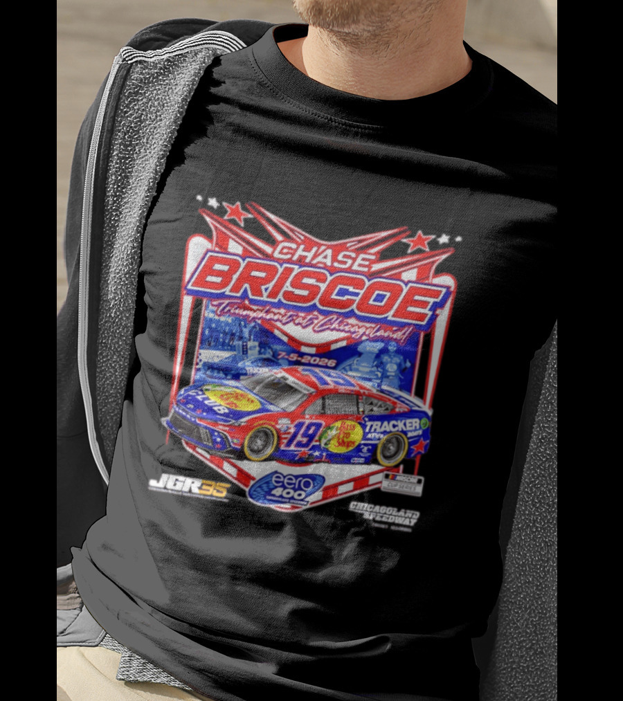 Chase Briscoe Triumph At Chicagoland July 5 2026 Eero 400 Cup Series Race Winner Bass Pro Shops 19 Tracker Boats Chicagoland Speedway T-Shirt