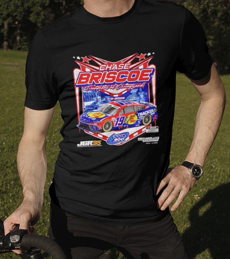 Chase Briscoe Triumph At Chicagoland July 5 2026 Eero 400 Cup Series Race Winner Bass Pro Shops 19 Tracker Boats Chicagoland Speedway T-Shirt