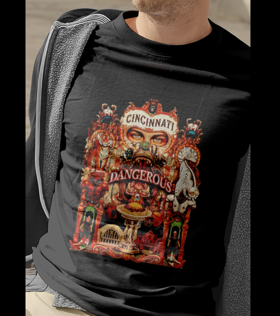 Cincinnati Dangerous Tigers Ornate Art Deco T-Shirt