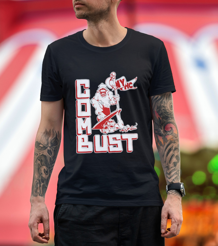 New York Hardcore Combat Bust NYHC Monster Flag T-Shirt