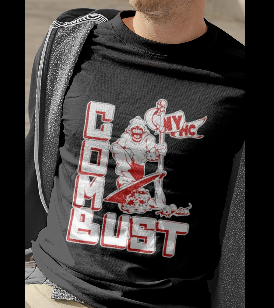 New York Hardcore Combat Bust NYHC Monster Flag T-Shirt