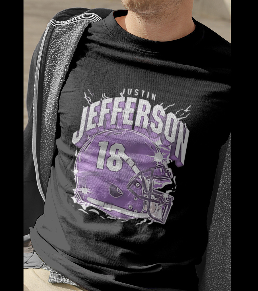 Justin Jefferson 18 Minnesota Vikings Helmet T-Shirt