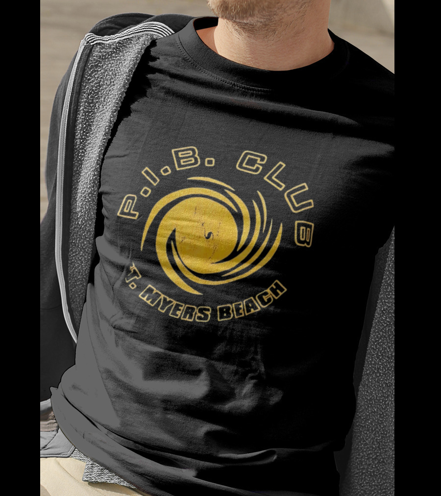 P.I.B. Club Ft Myers Beach Distressed Vintage Style Spiral T-Shirt