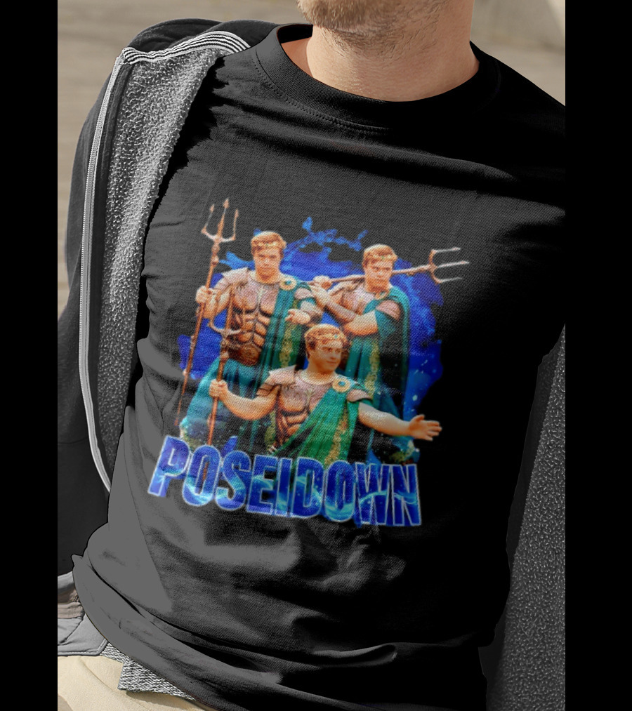 Poseidown Poseidon Down Syndrome Meme Greek God Trident T-Shirt