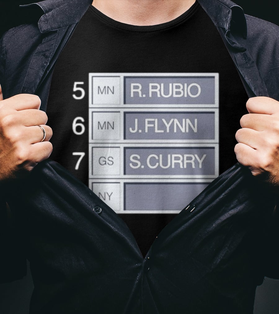 5 R. Rubio 6 J. Flynn 7 S. Curry 2009 NBA Draft Picks List T-Shirt