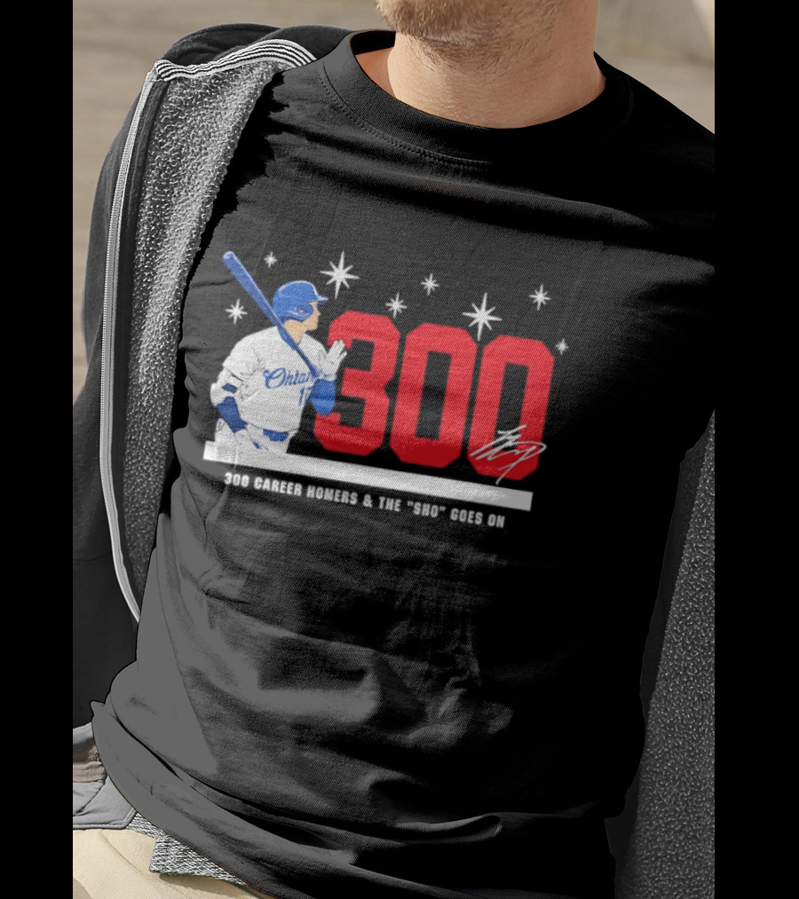 Shohei Ohtani 300 Homers The Sho Goes On Baseball T-Shirt