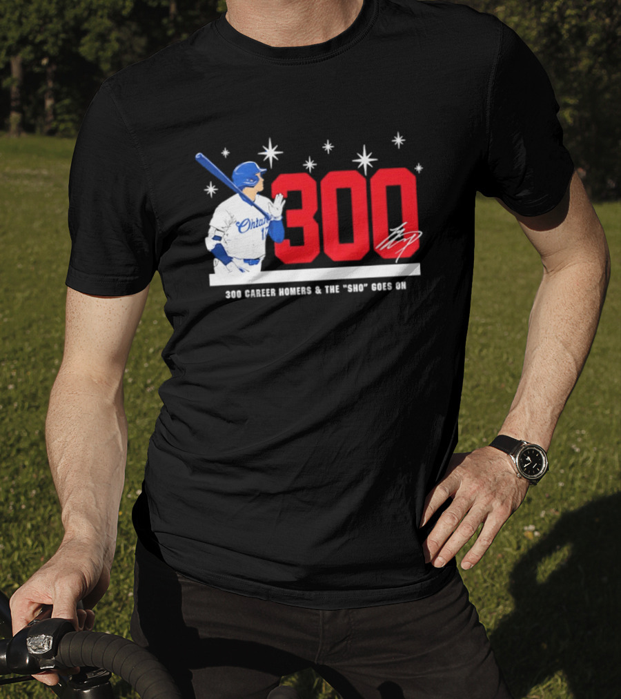 Shohei Ohtani 300 Homers The Sho Goes On Baseball T-Shirt