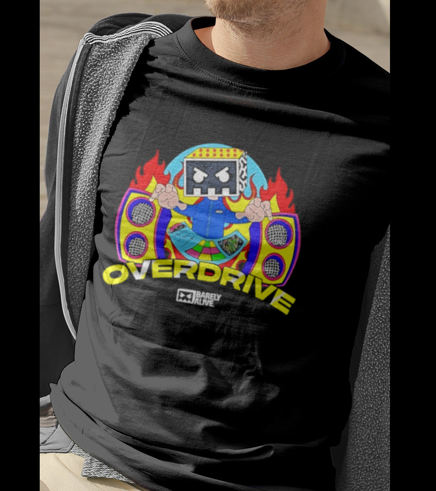 Barely Alive Overdrive EDM Dubstep DJ Skully Speaker Flames T-Shirt