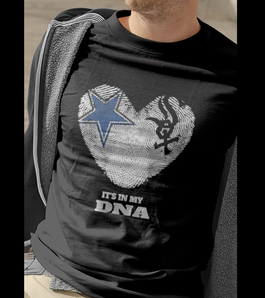 Dallas Cowboys Chicago White Sox It's In My DNA Heart Fingerprint T-Shirt