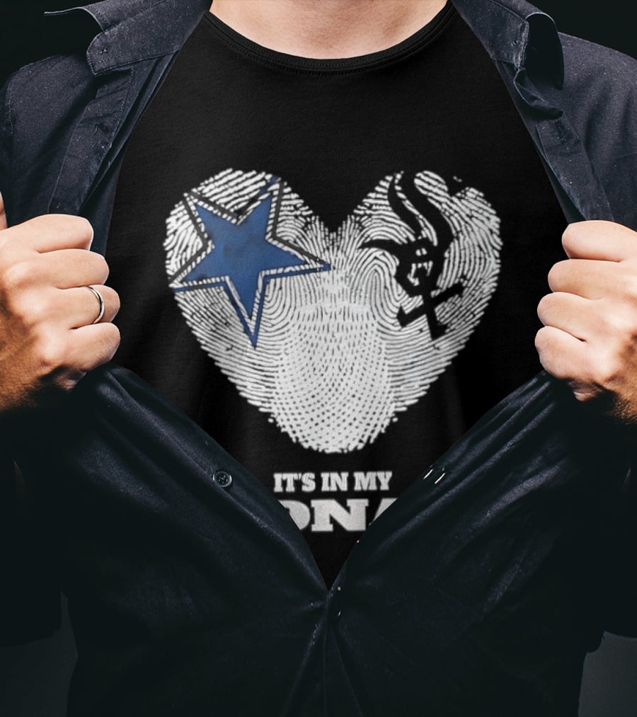 Dallas Cowboys Chicago White Sox It's In My DNA Heart Fingerprint T-Shirt