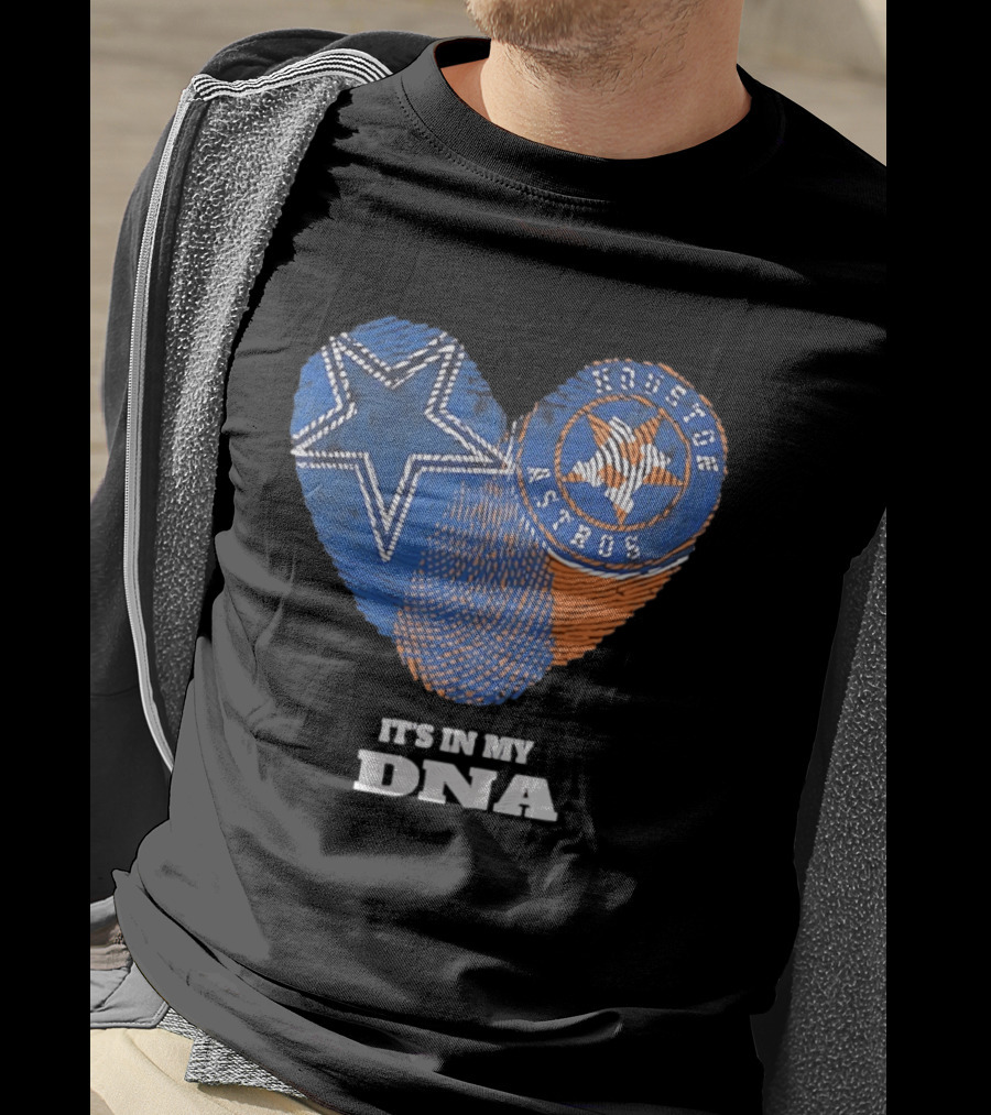 Dallas Cowboys Houston Astros Heart It's In My DNA T-Shirt