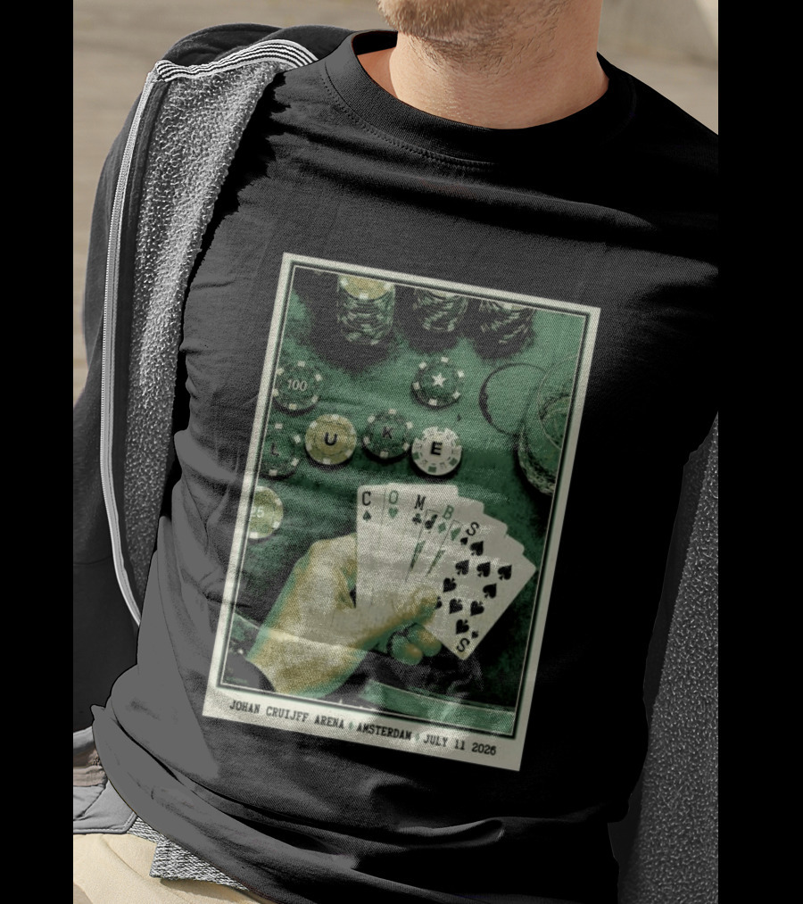 Luke Combs Poker Themed Johan Cruijff Arena Amsterdam July 11 2026 Tour T-Shirt