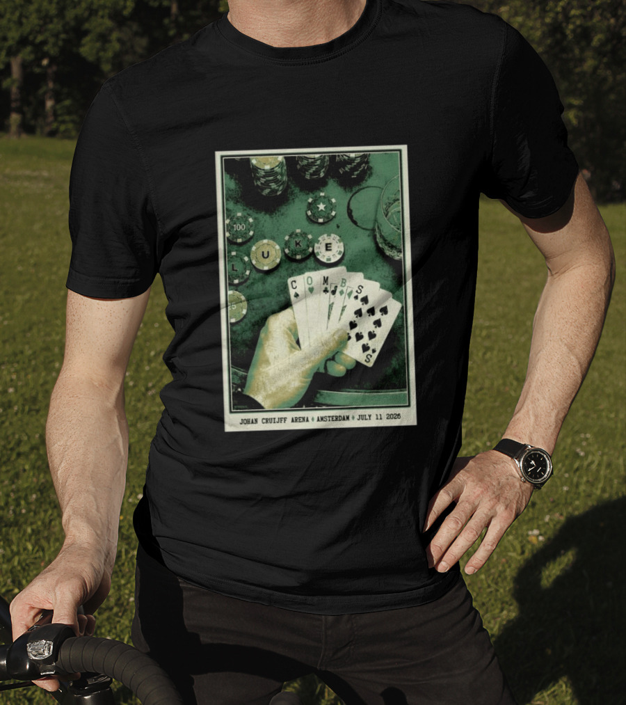 Luke Combs Poker Themed Johan Cruijff Arena Amsterdam July 11 2026 Tour T-Shirt