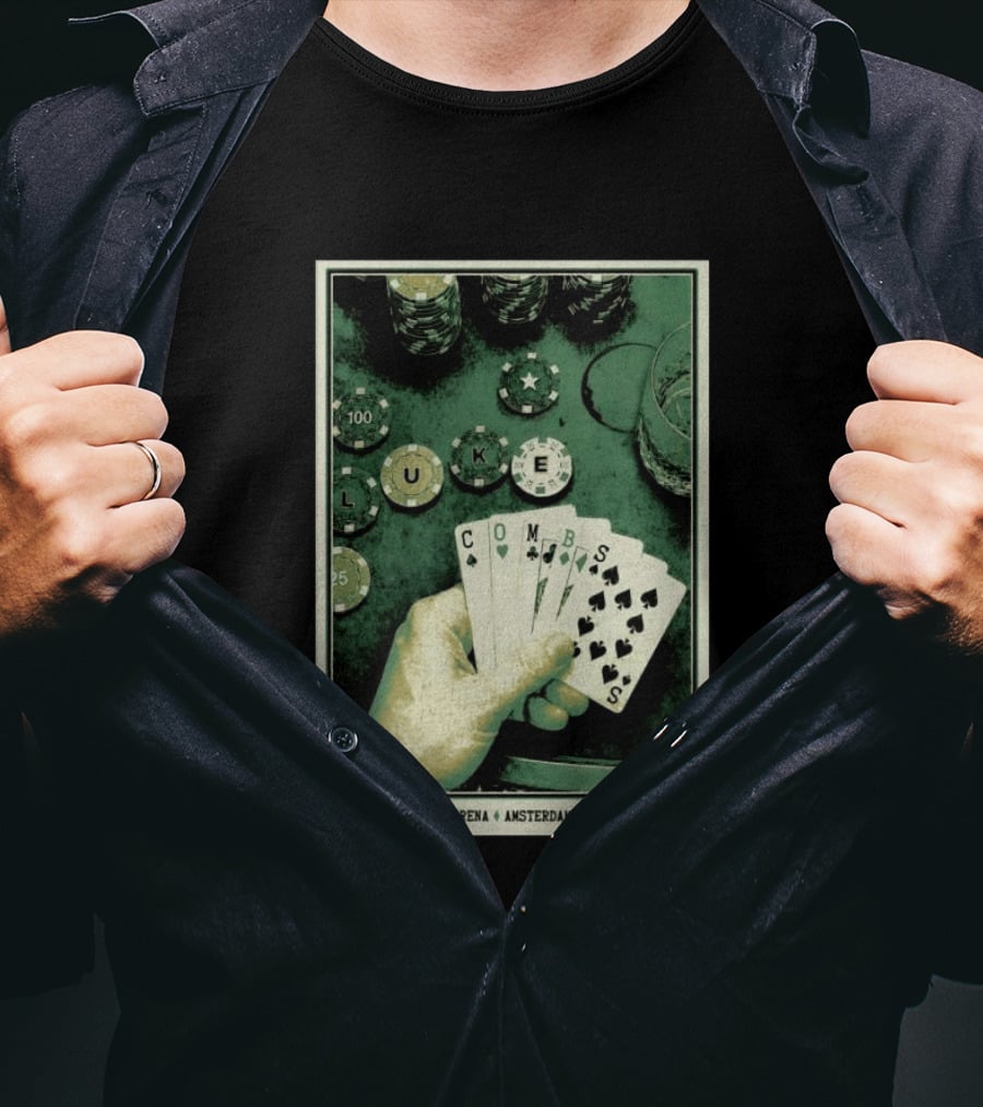 Luke Combs Poker Themed Johan Cruijff Arena Amsterdam July 11 2026 Tour T-Shirt