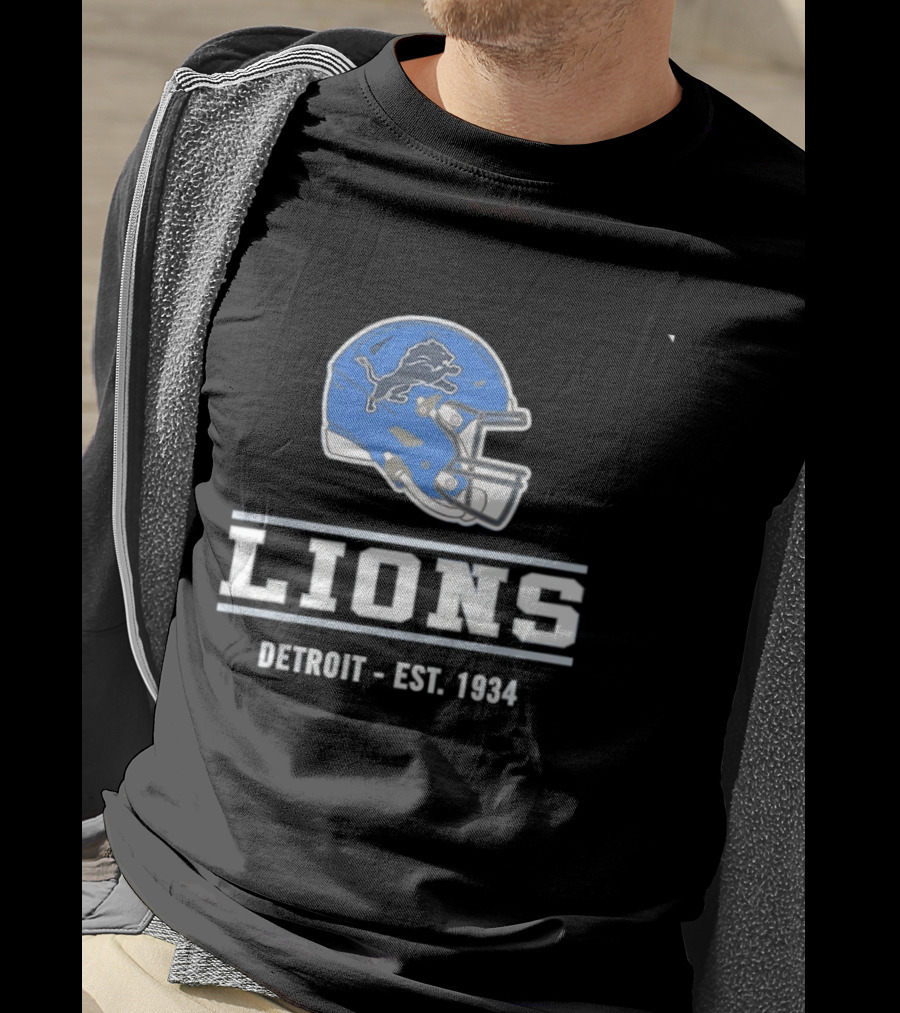 Detroit Lions Helmet Logo Est 1934 Football T-Shirt