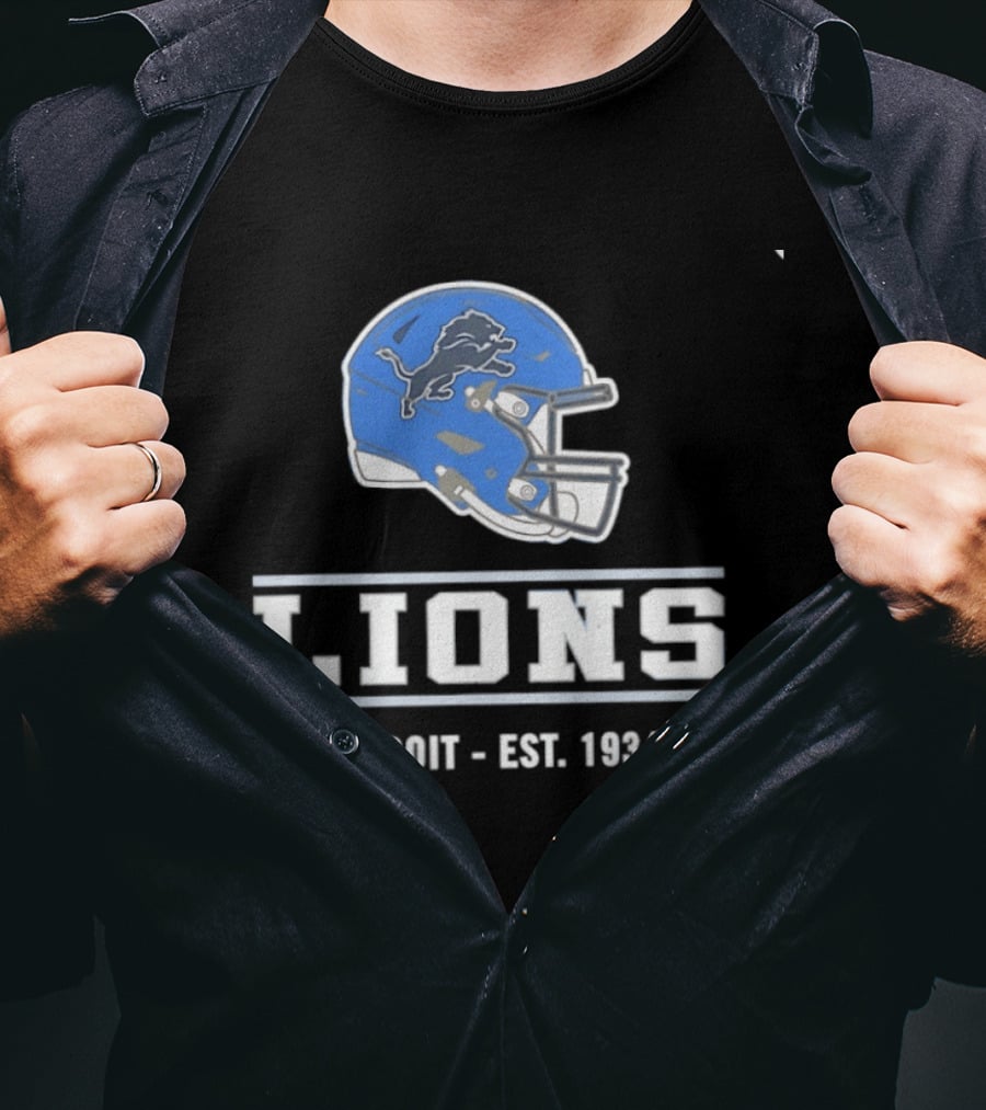 Detroit Lions Helmet Logo Est 1934 Football T-Shirt