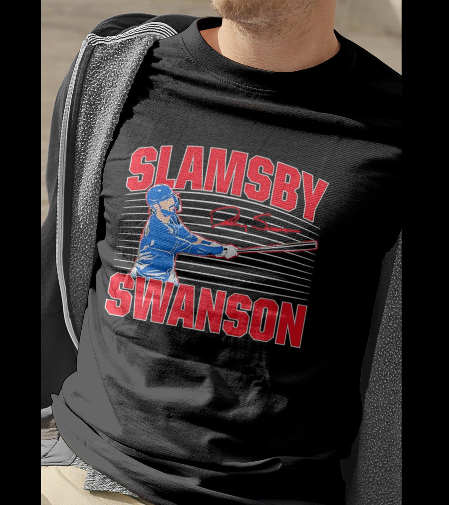 Dansby Swanson Chicago Cubs Slamsby Baseball Slugger 2 3 Swing T-Shirt