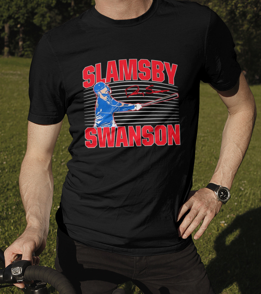 Dansby Swanson Chicago Cubs Slamsby Baseball Slugger 2 3 Swing T-Shirt
