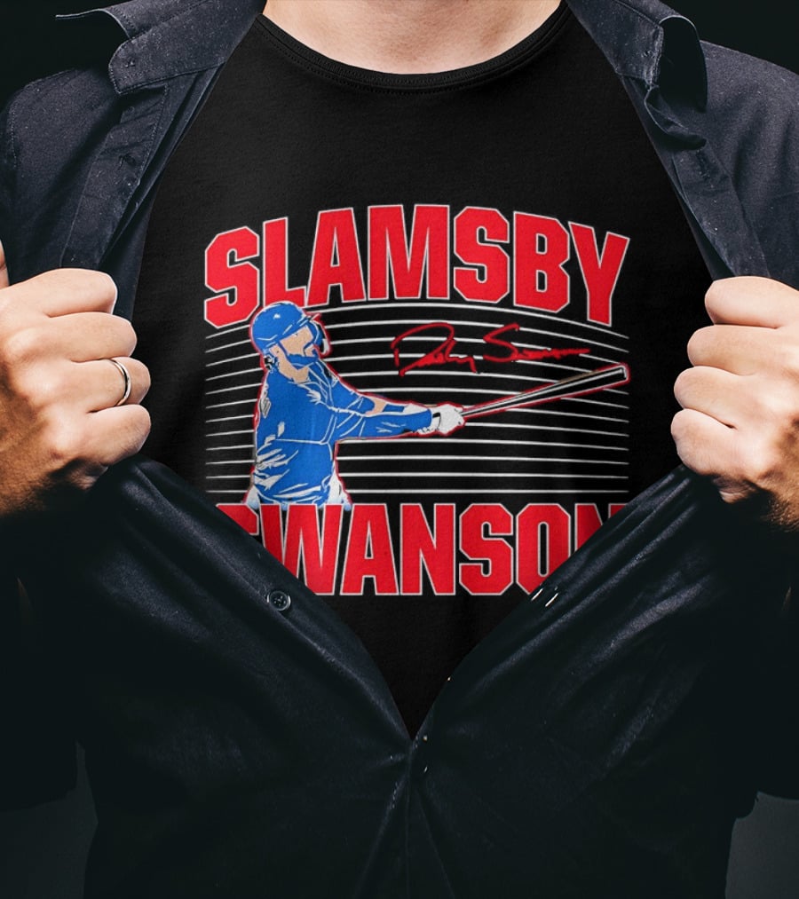 Dansby Swanson Chicago Cubs Slamsby Baseball Slugger 2 3 Swing T-Shirt