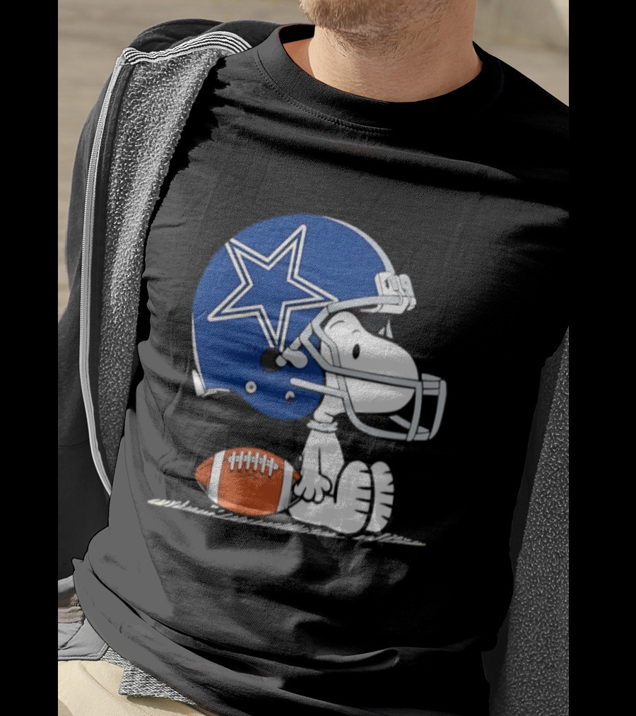 Snoopy Dallas Cowboys Football Helmet Collaboration Peanuts NFL Fan T-Shirt