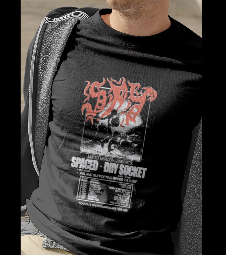 Spaced Dry Socket United Kingdom Ireland Supporting Spring 2026 Tour Dates T-Shirt