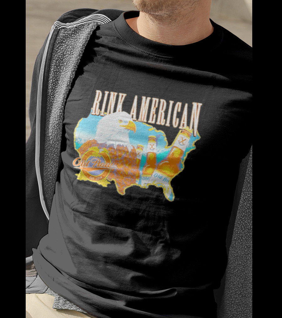 Old Row Drink American Bald Eagle Beer USA Map Rink American T-Shirt