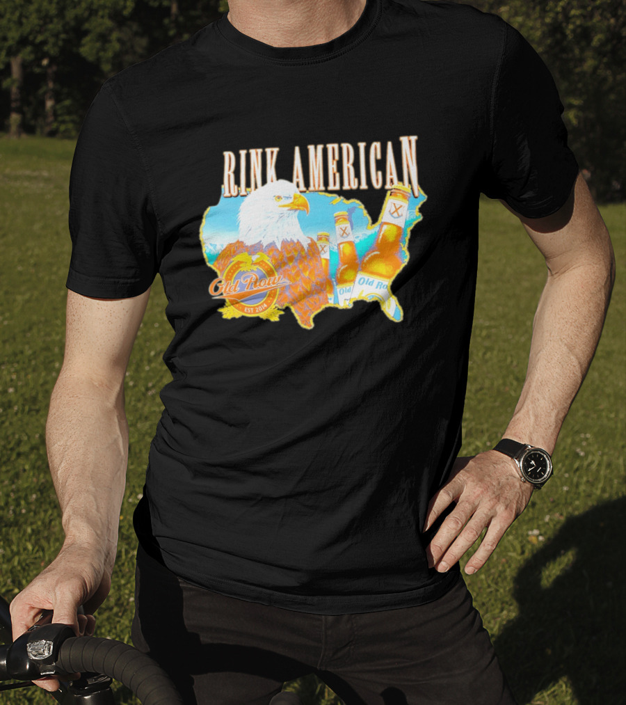 Old Row Drink American Bald Eagle Beer USA Map Rink American T-Shirt