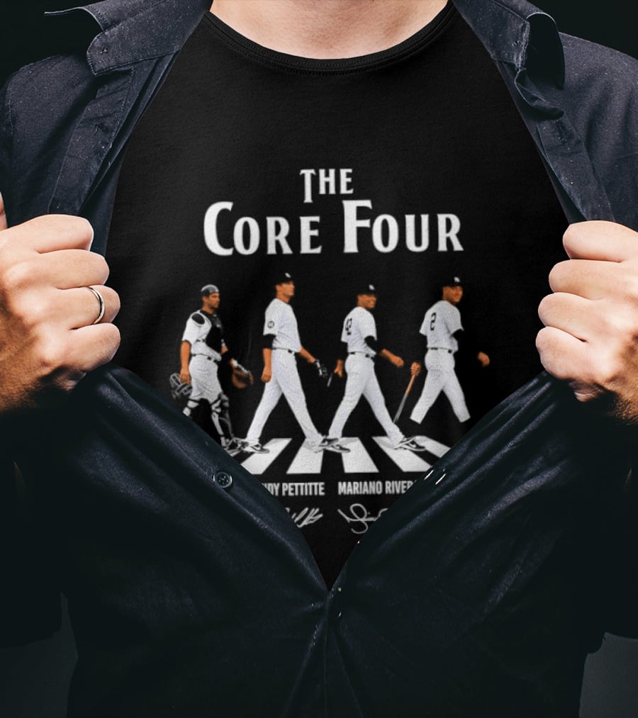 The Core Four Yankees Posada Pettitte Rivera Jeter Abbey Road Signatures MLB Legends T-Shirt
