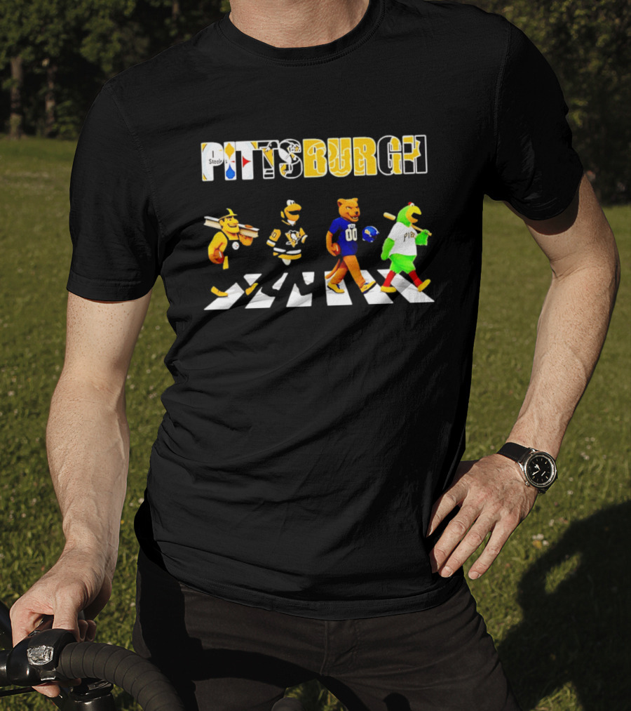 Pittsburgh Steelers Penguins Pitt Panthers Pirates Characters Abbey Road Walk T-Shirt