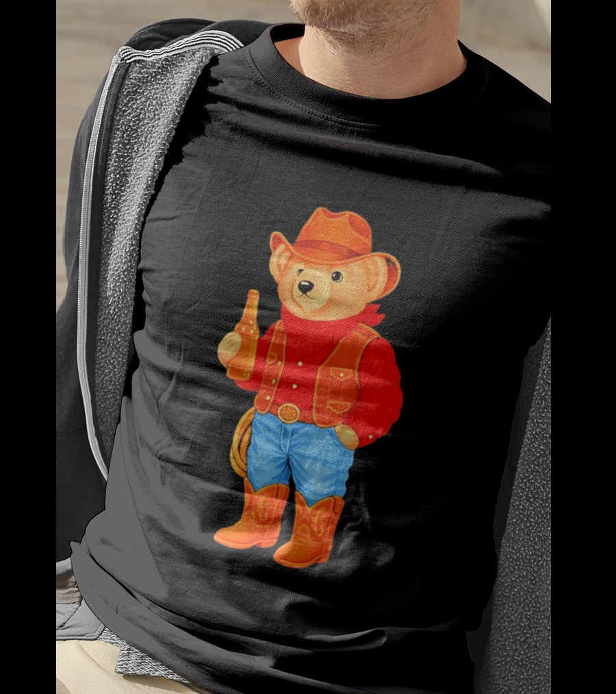 Polo Bear Cowboy Western Boots Hat And Bottle T-Shirt