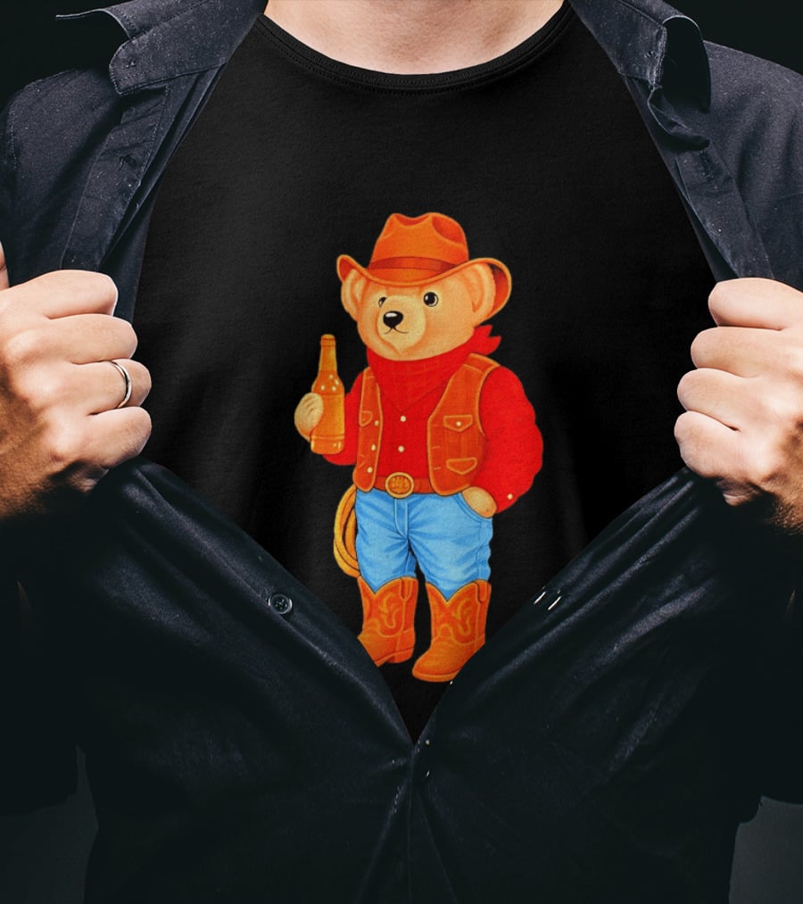 Polo Bear Cowboy Western Boots Hat And Bottle T-Shirt