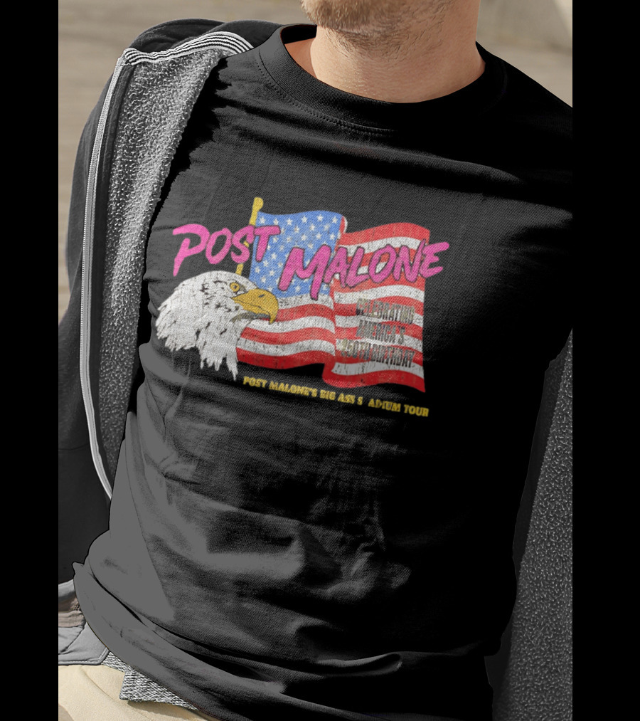 Post Malone Big Ass America Tour Celebrating 250th Birthday Eagle Flag T-Shirt
