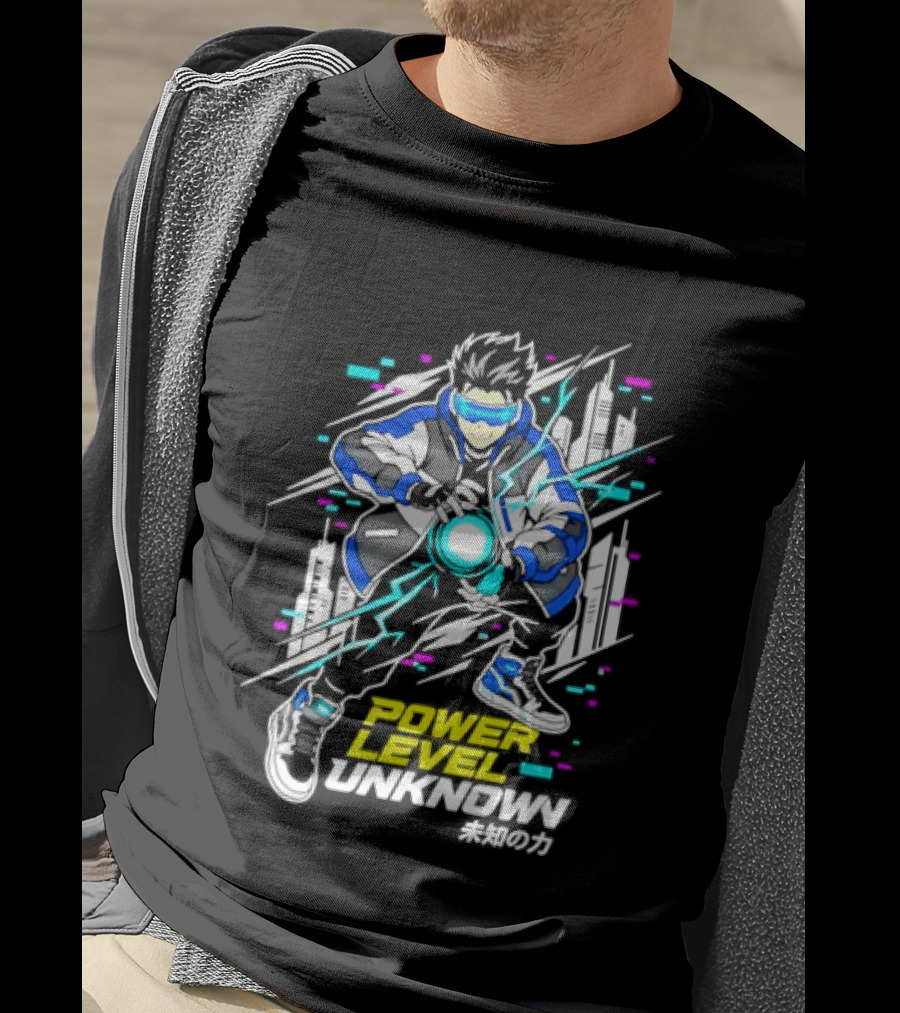 Power Level Unlocked Cyberpunk Anime Boy Rider T-Shirt