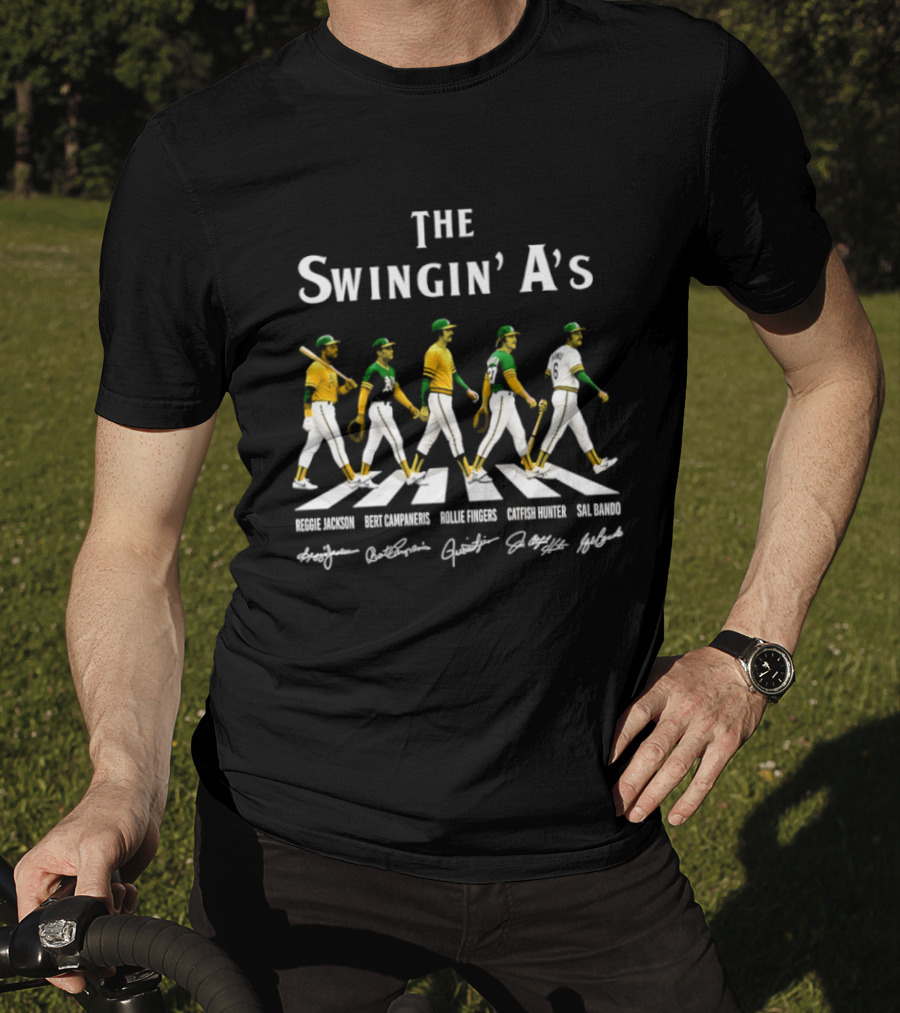 The Swingin' A's Baseball Jackson Campaneris Fingers Hunter Bando Abbey Road Signatures T-Shirt