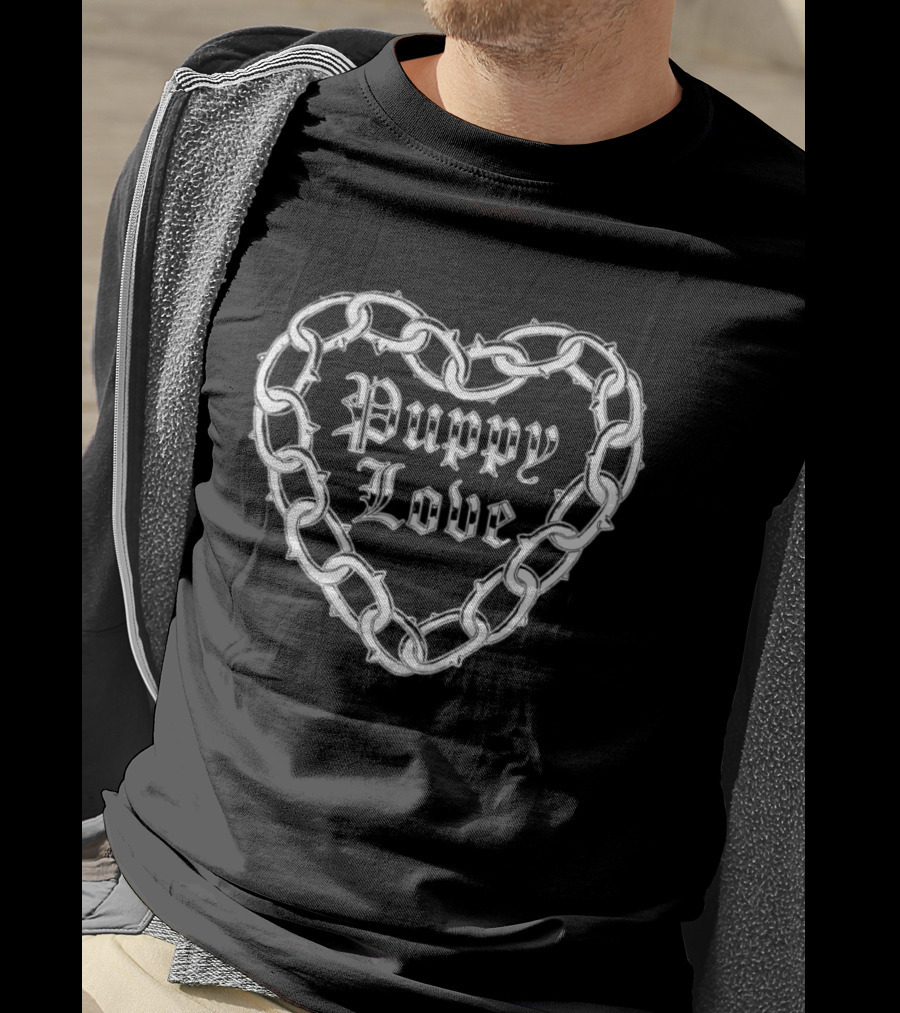 Puppy Love Heart Chain Gothic Aesthetic Silver Chain T-Shirt