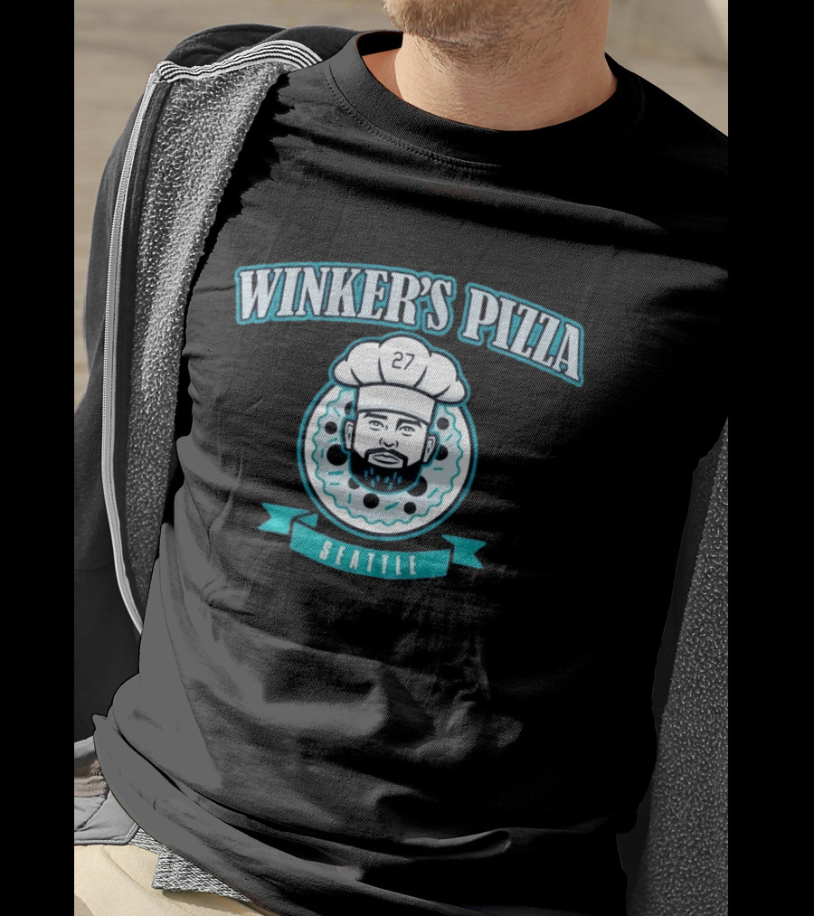 Winker's Pizza Seattle Mariners Jesse Winker 27 Chef T-Shirt