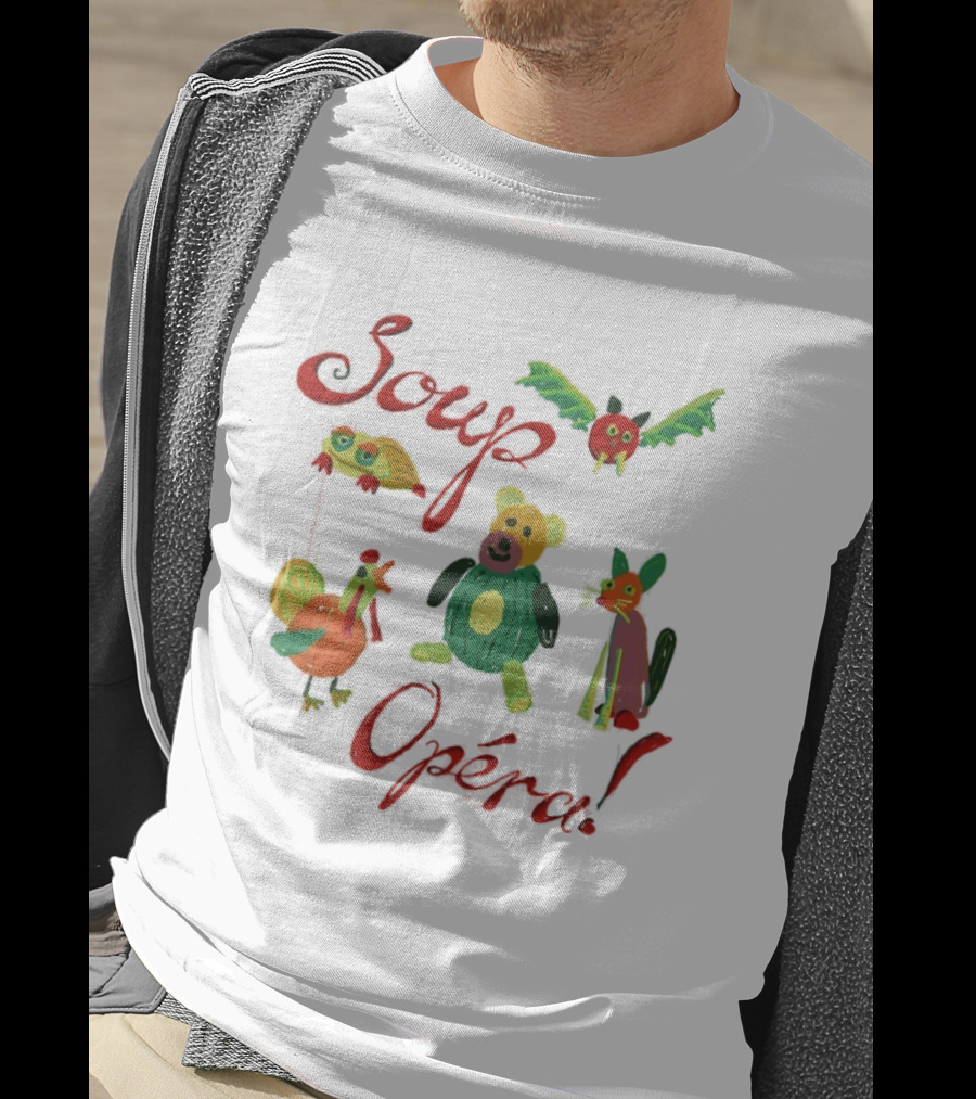 Soup Opéra Whimsical Animal Hand Drawn Playful Creatures T-Shirt