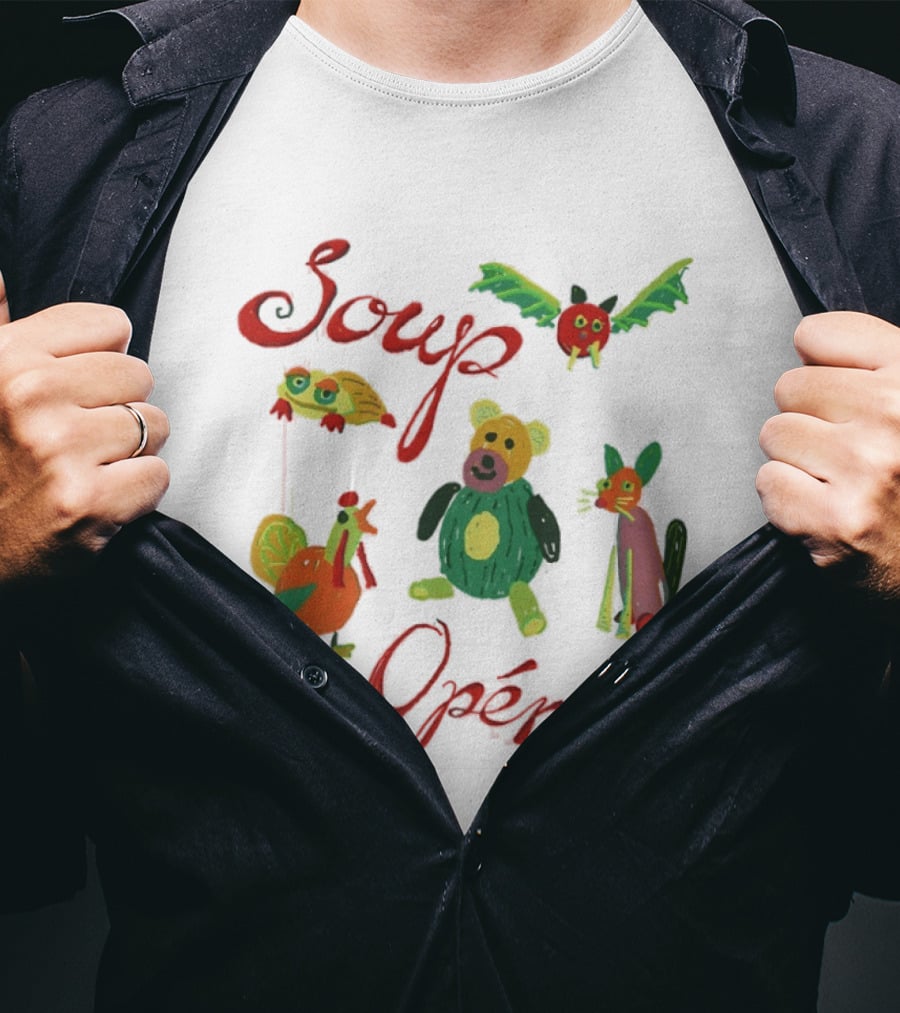 Soup Opéra Whimsical Animal Hand Drawn Playful Creatures T-Shirt